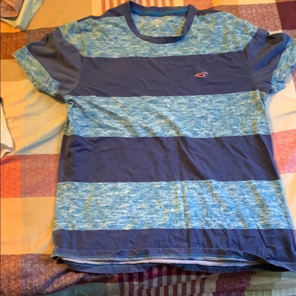 blue striped hollister t shirt size medium